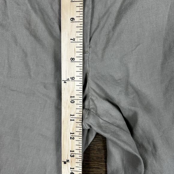LL Bean Pants Women 12 Brown 100% Linen Elastic Waist Lightweight Coastal Resort - Picture 7 of 11